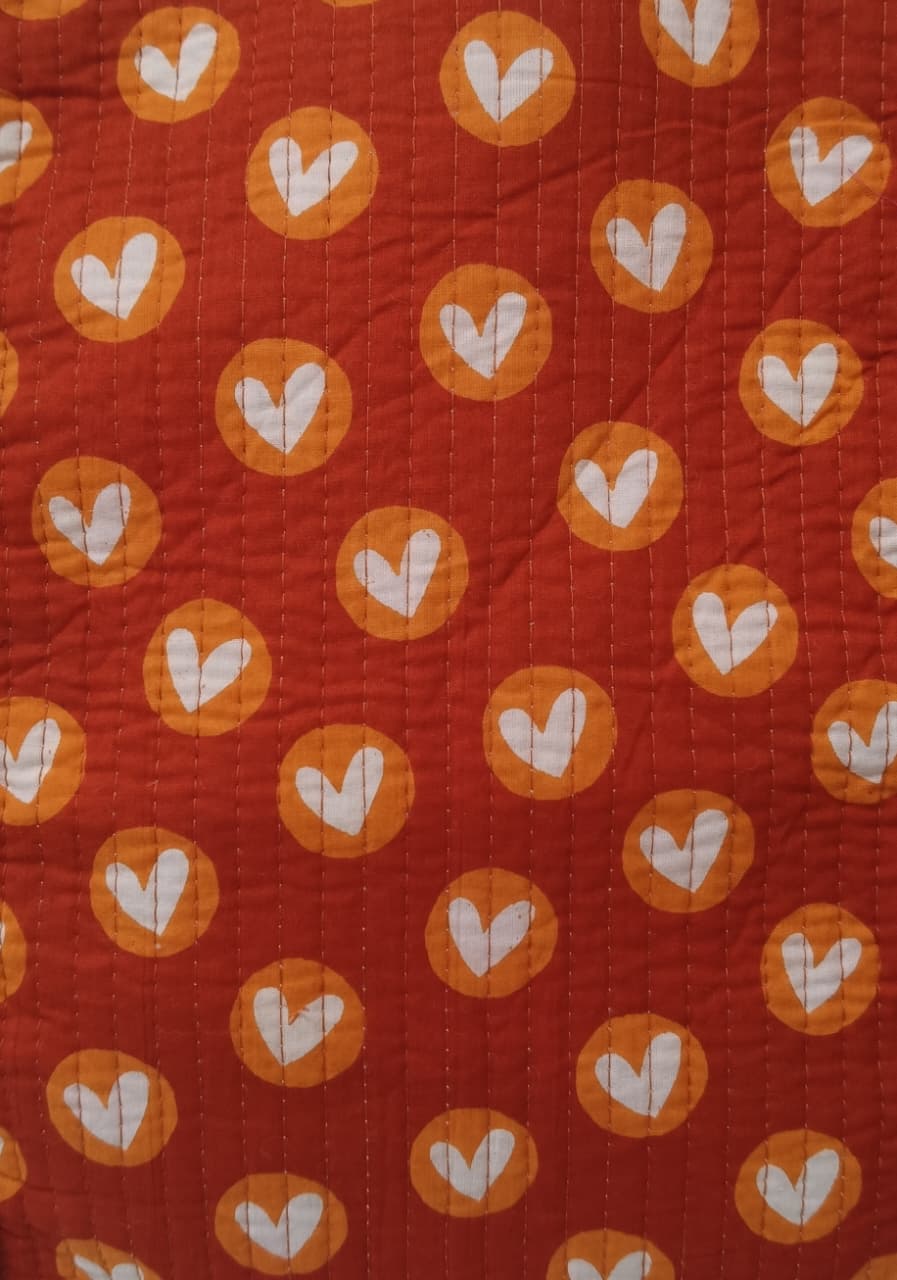 Handblock Printed Quilted Tote Bag without zip/button 17x18x 6 inches