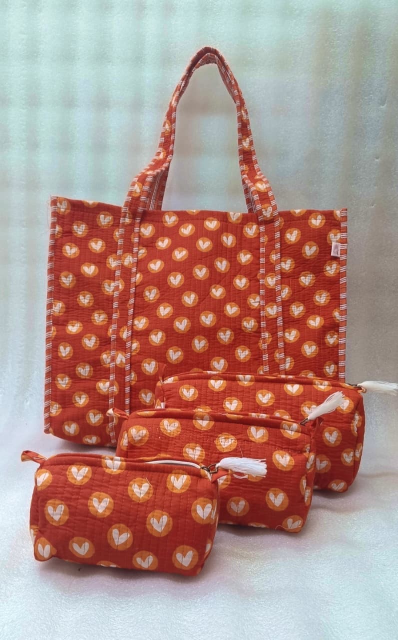 Tote Bag with set of 3 Pouches