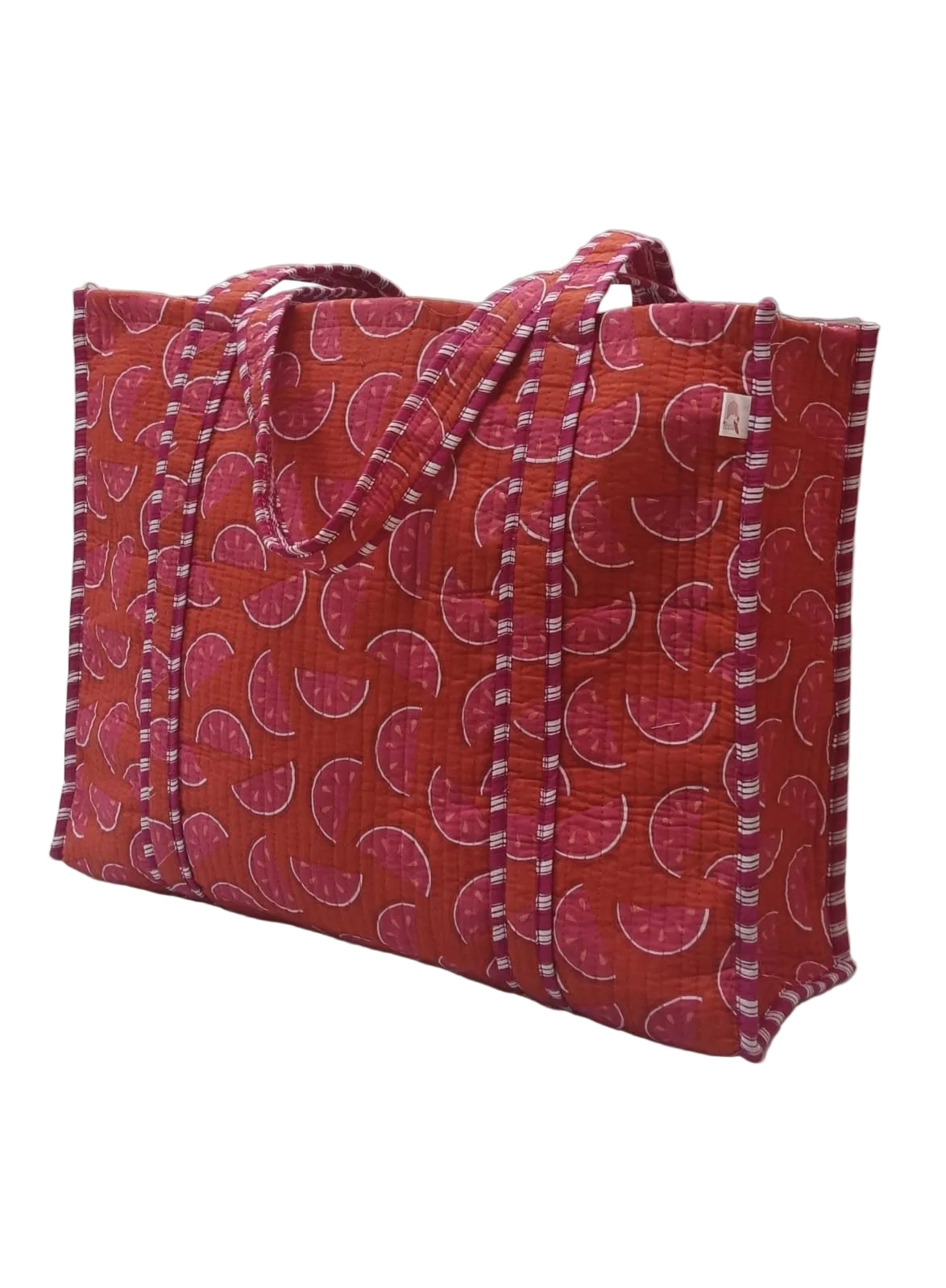 Handblock Printed Quilted Tote Bag without zip/button 17x18x 6 inches