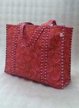 Handblock Printed Quilted Tote Bag without zip/button 17x18x 6 inches