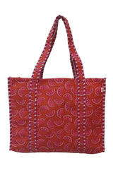 Handblock Printed Quilted Tote Bag without zip/button 17x18x 6 inches