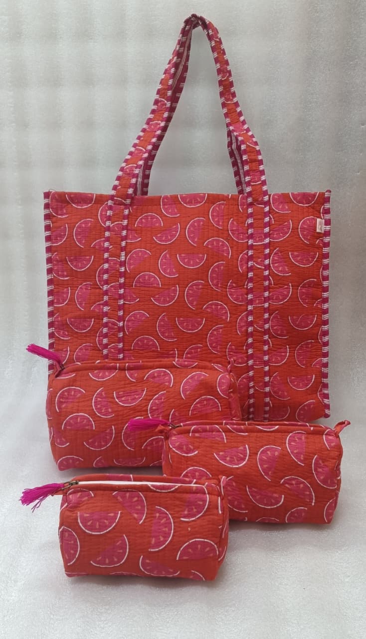 Tote Bag with set of 3 Pouches
