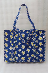 Handblock Printed Quilted Tote Bag without zip/button 17x18x 6 inches