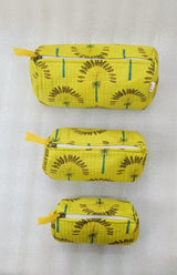 Set of 3 cosmetic bag/pouches with waterproof lining