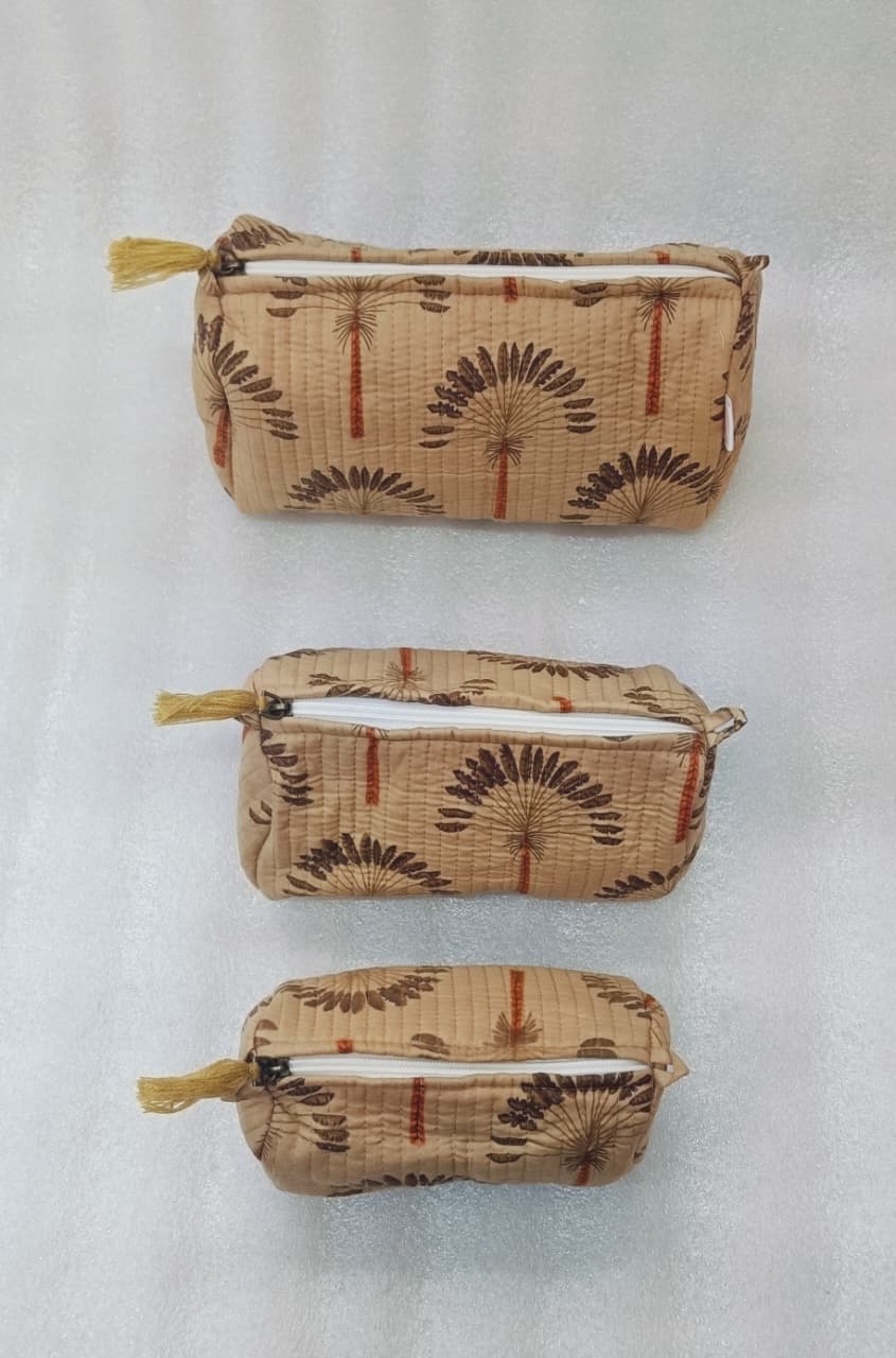 Set of 3 cosmetic bag/pouches with waterproof lining