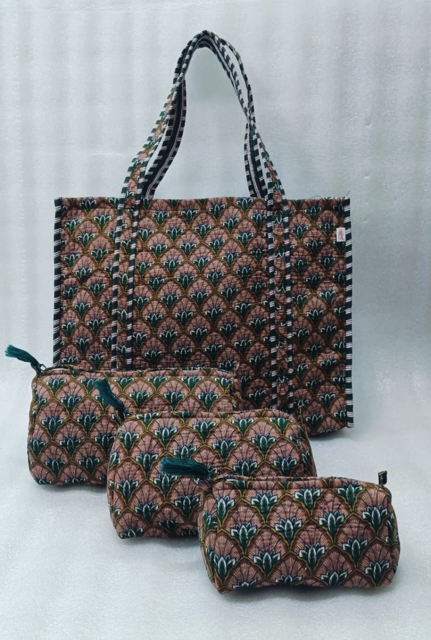 Tote Bag with set of 3 Pouches