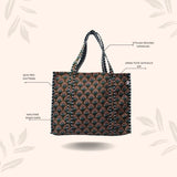 Handblock Printed Quilted Tote Bag without zip/button 17x18x 6 inches