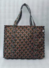 Handblock Printed Quilted Tote Bag without zip/button 17x18x 6 inches