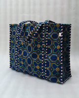 Handblock Printed Quilted Tote Bag without zip/button 17x18x 6 inches