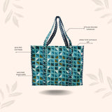 Handblock Printed Quilted Tote Bag without zip/button 17x18x 6 inches