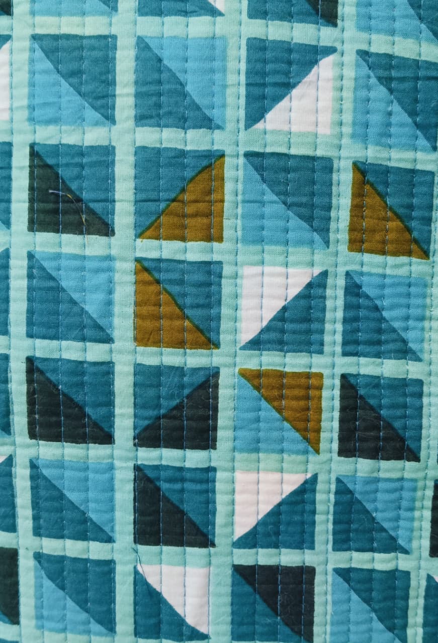 Handblock Printed Quilted Tote Bag without zip/button 17x18x 6 inches