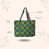 Handblock Printed Quilted Tote Bag without zip/button 17x18x 6 inches