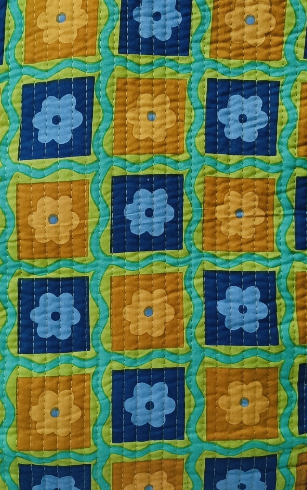 Handblock Printed Quilted Tote Bag without zip/button 17x18x 6 inches