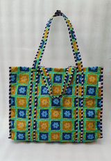 Handblock Printed Quilted Tote Bag without zip/button 17x18x 6 inches