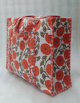 Handblock Printed Quilted Tote Bag without zip/button 17x18x 6 inches