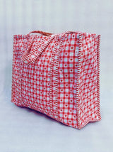 Handblock Printed Quilted Tote Bag without zip/button 17x18x 6 inches