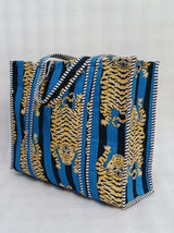Handblock Printed Quilted Tote Bag without zip/button 17x18x 6 inches