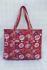 Handblock Printed Quilted Tote Bag without zip/button 17x18x 6 inches
