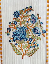 Classic White Block Printed Quilted Tote Bag without zip/button 17x18x 6 inches