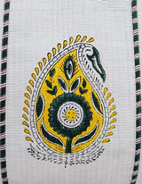Classic White Block Printed Quilted Tote Bag without zip/button 17x18x 6 inches