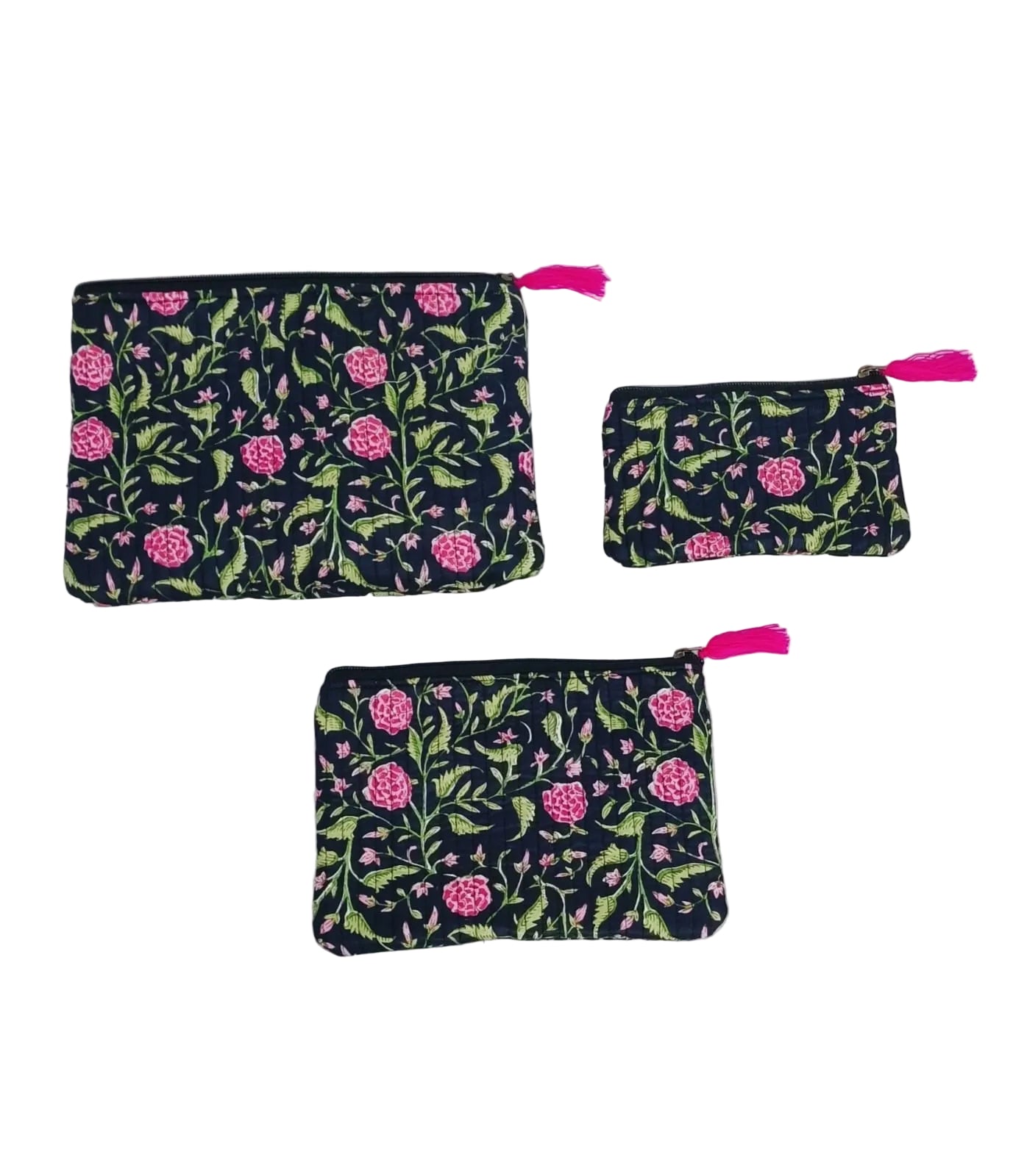 Set of 3 cosmetic Flat pouches