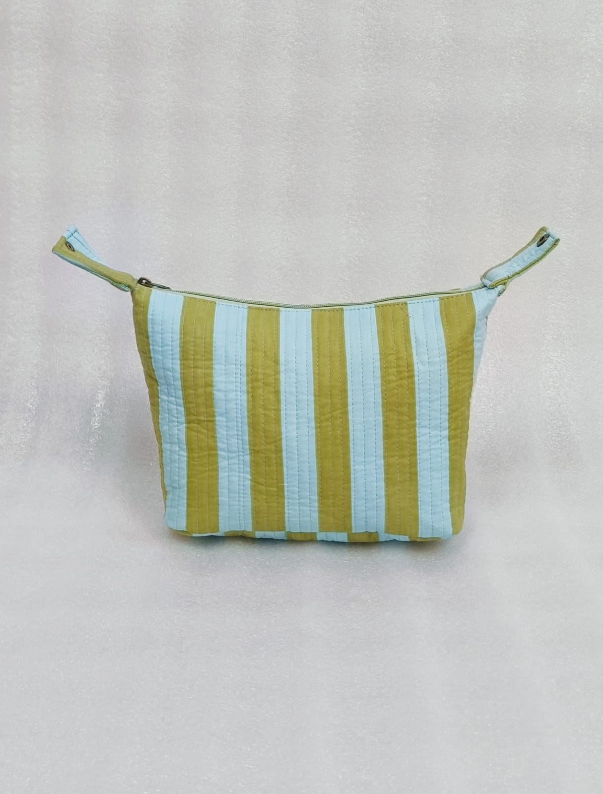 Quilted Block Printed Hobo Pouch with Zip closure and Snap Button