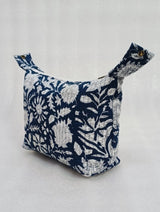 Quilted Block Printed Hobo Pouch with Zip closure and Snap Button