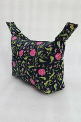 Quilted Block Printed Hobo Pouch with Zip closure and Snap Button