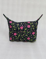 Quilted Block Printed Hobo Pouch with Zip closure and Snap Button