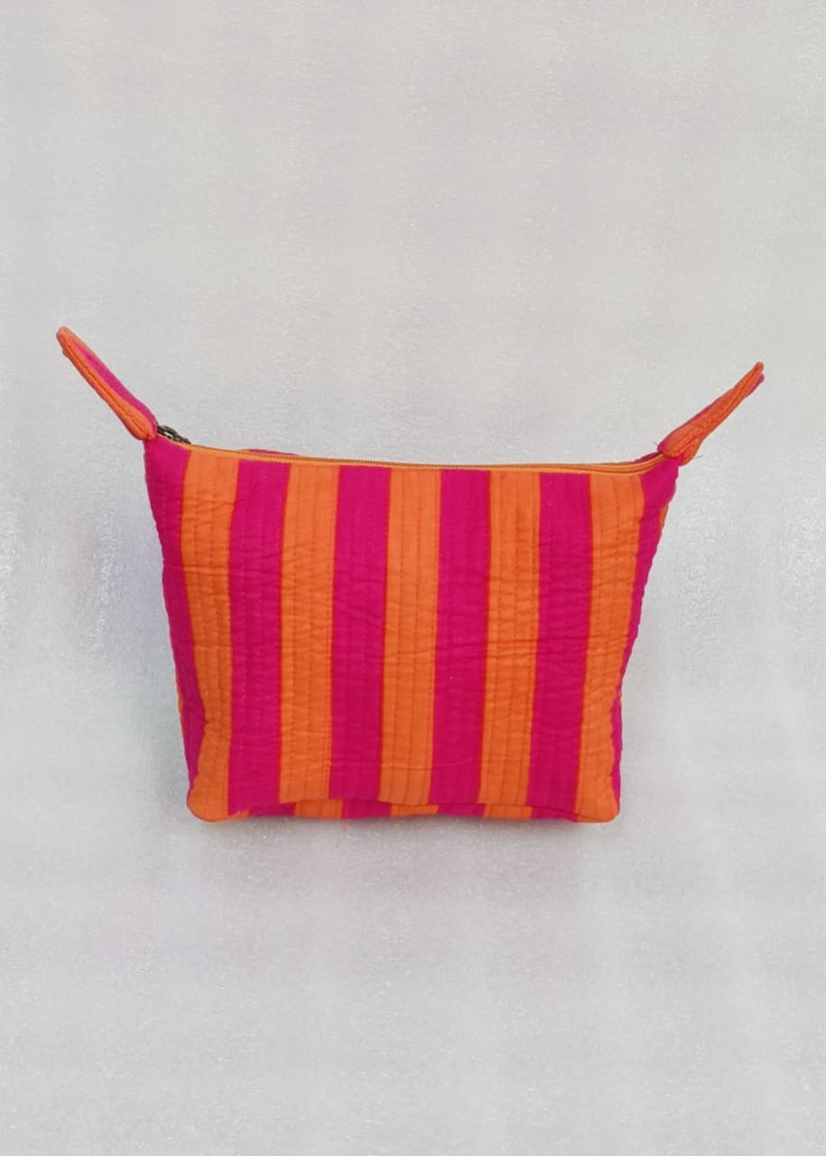 Quilted Block Printed Hobo Pouch with Zip closure and Snap Button