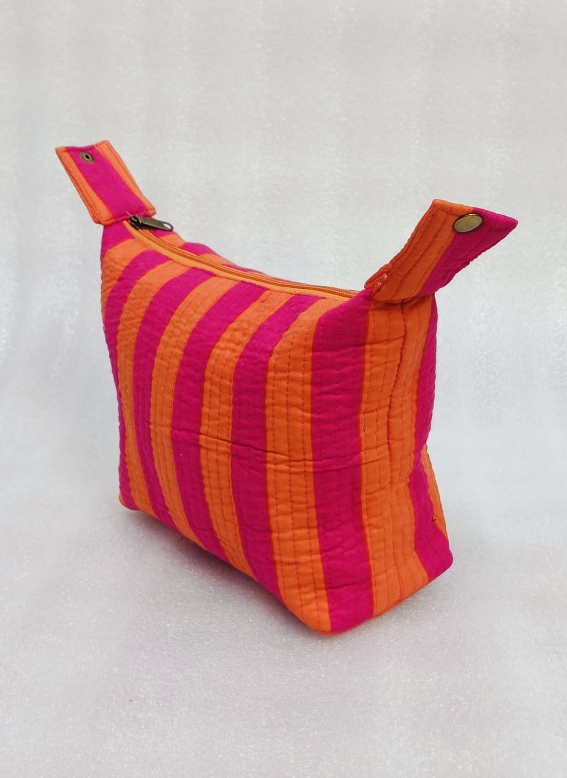 Quilted Block Printed Hobo Pouch with Zip closure and Snap Button