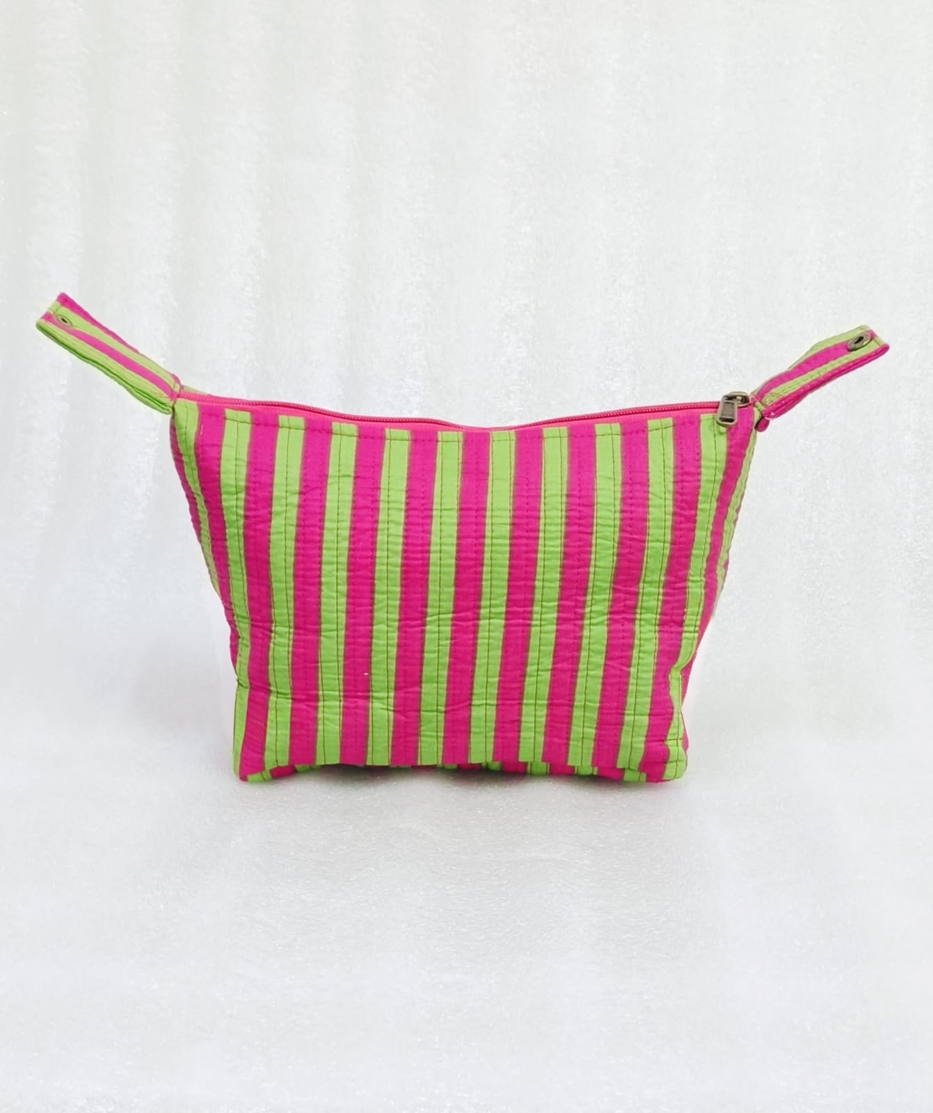 Quilted Block Printed Hobo Pouch with Zip closure and Snap Button