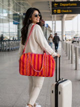 Block Printed Quilted Duffle Bag with Concealed Zip