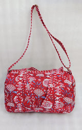Block Printed Quilted Duffle Bag with Concealed Zip