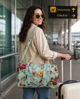 Block Printed Quilted Duffle Bag with Concealed Zip