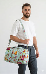 Block Printed Quilted Duffle Bag with Concealed Zip