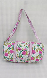Block Printed Quilted Duffle Bag with Concealed Zip
