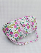 Block Printed Quilted Duffle Bag with Concealed Zip
