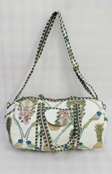 Block Printed Quilted Duffle Bag with Concealed Zip