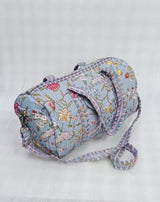 Block Printed Quilted Duffle Bag with Concealed Zip