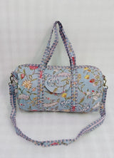 Block Printed Quilted Duffle Bag with Concealed Zip