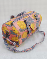 Block Printed Quilted Duffle Bag with Concealed Zip