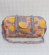 Block Printed Quilted Duffle Bag with Concealed Zip