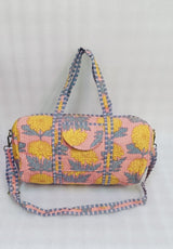 Block Printed Quilted Duffle Bag with Concealed Zip