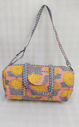 Block Printed Quilted Duffle Bag with Concealed Zip