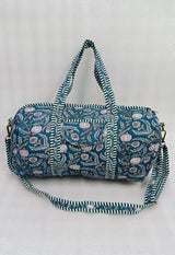 Block Printed Quilted Duffle Bag with Concealed Zip