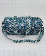 Block Printed Quilted Duffle Bag with Concealed Zip