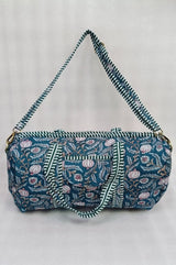 Block Printed Quilted Duffle Bag with Concealed Zip