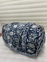 Block Printed Quilted Duffle Bag with Concealed Zip