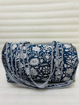 Block Printed Quilted Duffle Bag with Concealed Zip